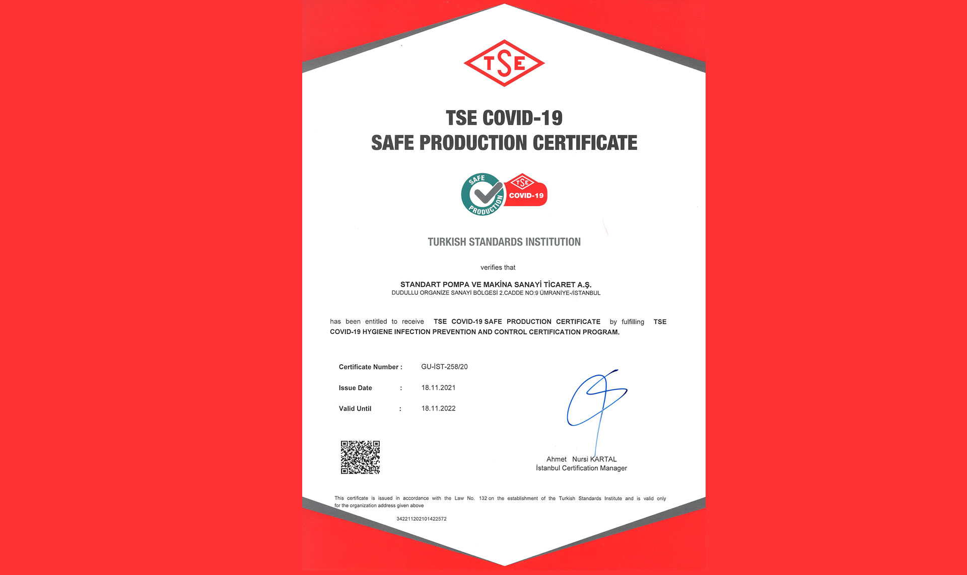 We have renewed our Covid-19 Safe Production Certificate.