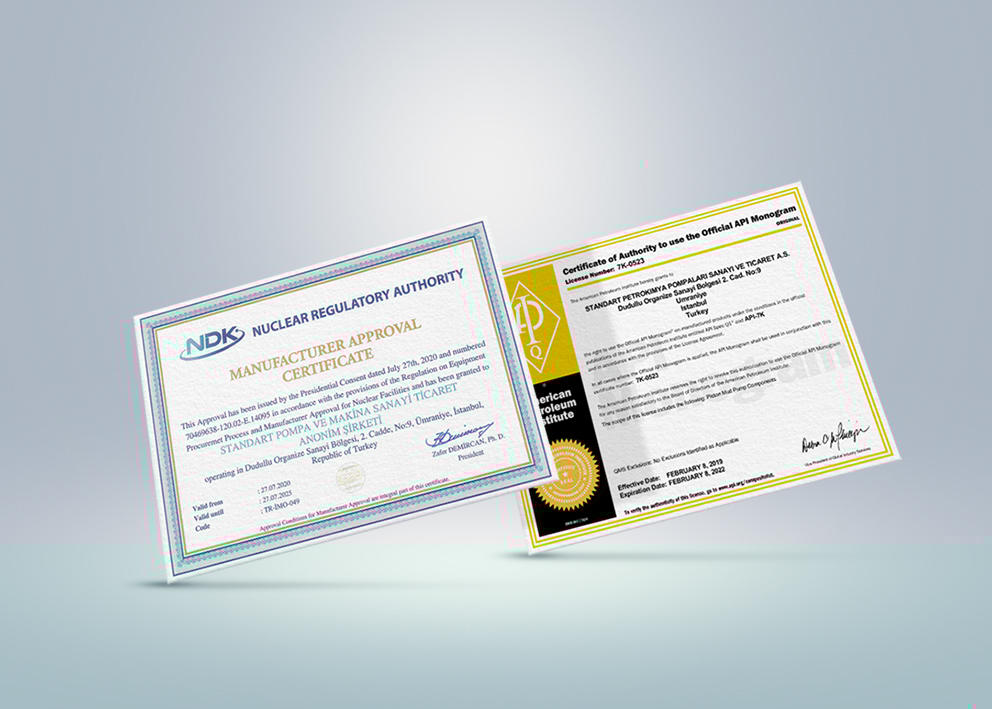 Standart Pompa became one of the 5 local names between 49 companies that received NDK Manufacturer Approval Certificate